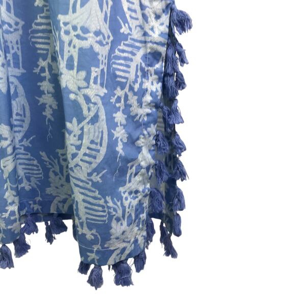 Pine Cone Hill Cover Up Womens XS/S Blue Fine Linens Cotton Tassels Dress Beach - Picture 6 of 10